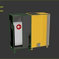 Yellow And Gray Industrial Machine With Red Arrow Ventilation Fan And Wheels