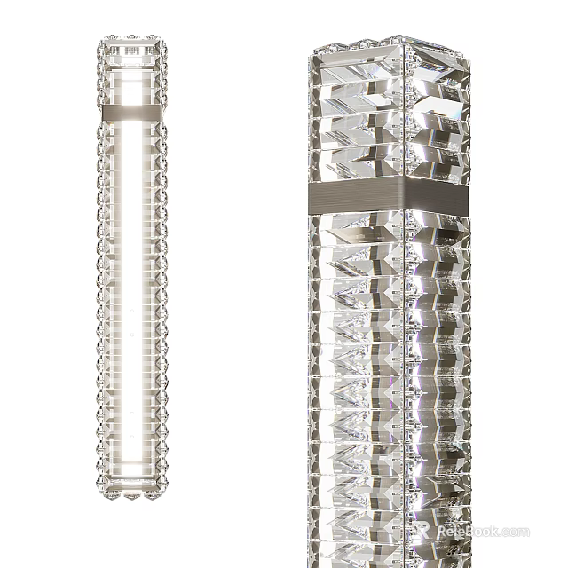 Modern Crystal Floor Lamp With Transparent Cut Design And Metal Frame 3d model 