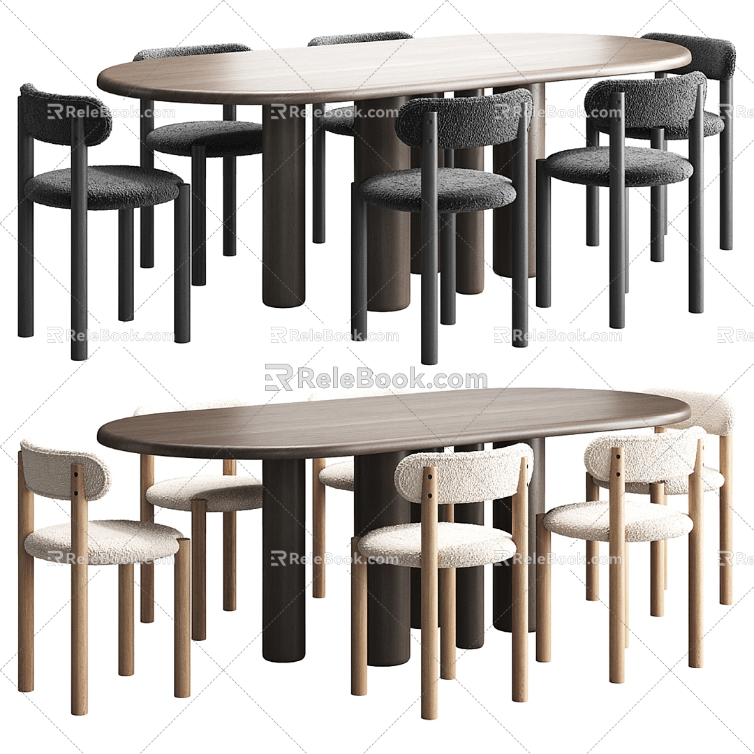 Modern Dining Table and Chair 3d model