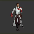 Medical Character In White Robe With Red Cross Backpack Walking