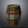 Vintage Wooden Barrel With Red Stripes For Home Decor And Storage