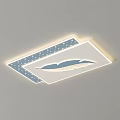 Modern White Ceiling Light with Blue Leaf Design and Dotted Pattern for Living Room Decoration