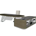 Modern Office Desk With Sleek Design Wooden Storage Cabinet And Matching Chair