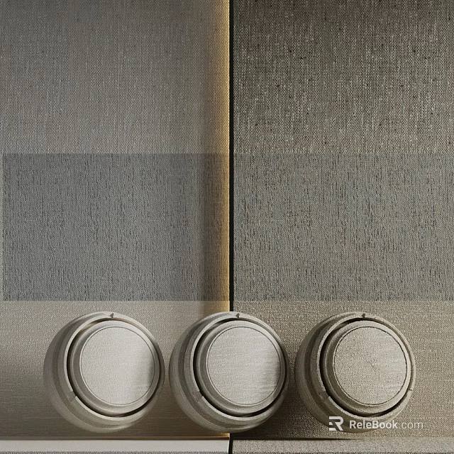 Three Circular Components On Gray And Beige Textured Wall Surface 3d model 