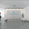 Modern Hotel Lobby With HYPER PHOTONIX Logo Decorative Balls Cactus And Reflective Floor
