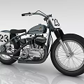 Vintage Racing Motorcycle With Number 23 Black Seat Classic Engine And Spoked Wheels