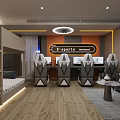 Esports Room Interior With Bunk Beds Gaming Chairs Computers And Sofa