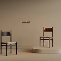 MolteniC Black And Brown Single Chair Display On Beige Background With White Circular Platform