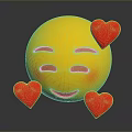 Cute Yellow Smiley Face Emoji Sticker With Red Hearts And Blushing Cheeks For Daily Decorative Use