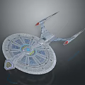 Futuristic Starship Model Design Featuring Disc Shaped Hull And Red Accent Warp Engines