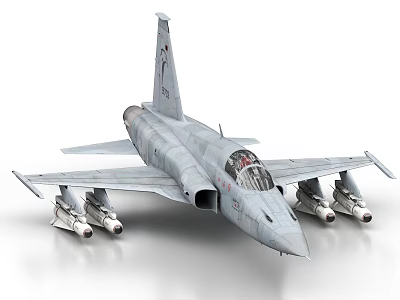 Gray Military Fighter Jet With Multiple Engines And Underwing Weapons 3d model