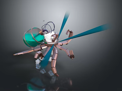 Mechanical Spider Game And Movie Character With Green Transparent Dome Metallic Legs And Futuristic Sci Fi Design 3d model