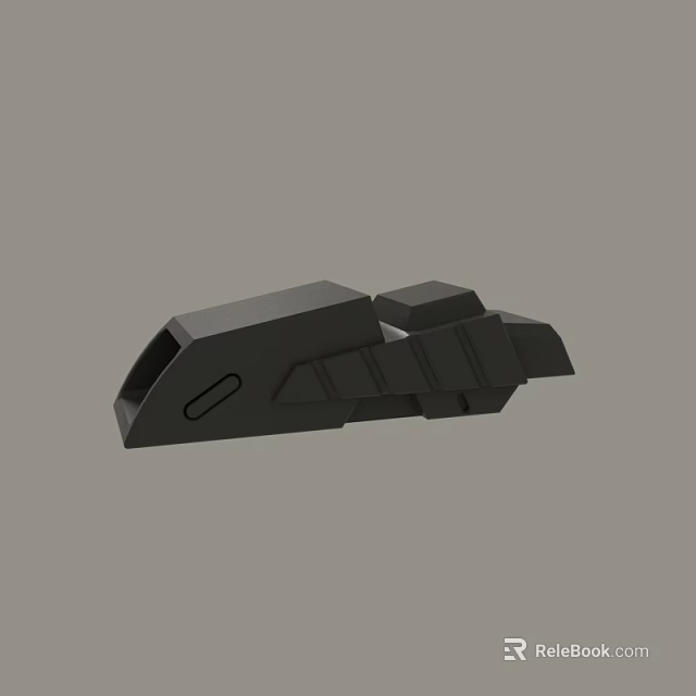 Modern Black Geometric 3D Model of Mechanical Component with Angular Design 3d model 
