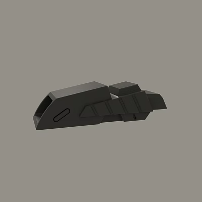 Modern Black Geometric 3D Model of Mechanical Component with Angular Design 3d model