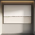 Minimalist Abstract Wall Art With Black Frame Light Wall And Recessed Lighting