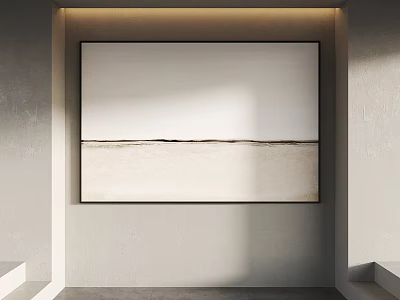 Minimalist Abstract Wall Art With Black Frame Light Wall And Recessed Lighting 3d model