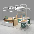 Boutique Lifestyle Store Interior Design With White Frame Structure Wooden Counters And Green Accents