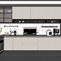 Modern Kitchen Interior Design With Gray Cabinets Countertop And Appliances 3d model