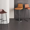 Modern Upholstered Bar Stools With Metal Frames In Brown Orange And Tan Tones