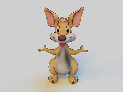 Cute Cartoon Reptile 3D Model With Brown Body White Belly And Open Arms 3d model