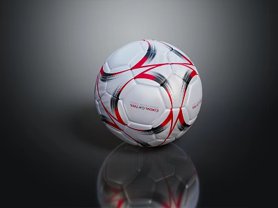 VIVO PRO Soccer Ball With White Red Black Stripes Reflective Surface Sports Training Equipment 3d model