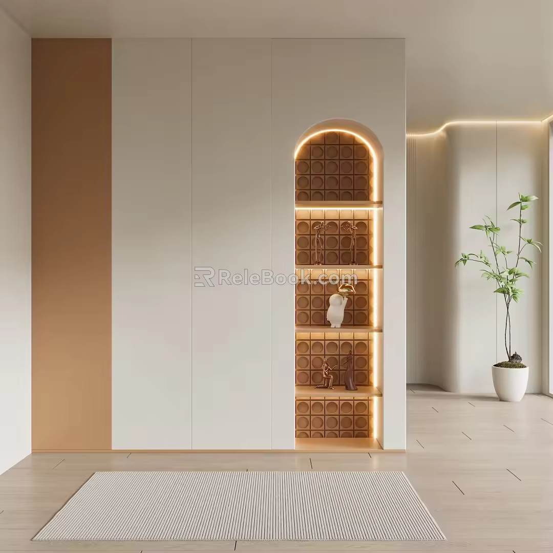 modern shoe cabinet cream porch partition wardrobe 3d model