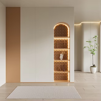 modern shoe cabinet cream porch partition wardrobe 3d model