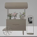 Eternal Essential Beauty Flower Cart Display With Colorful Bouquets And Vases