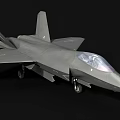 Modern Gray Fighter Jet With Sleek Design Cockpit And Landing Gear On Black Background 3d model