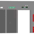 Fire Safety Equipment Setup With Emergency Exit Signs Fire Doors And Hydrant Cabinet