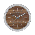 Elegant Wooden Wall Clock With Silver Frame Brown Dial And Classic Hands