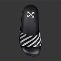 Trendy Slide Sandals With Black White Stripes And X Logo Design