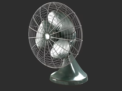 Industrial Electric Fan With Metal Mesh Guard And Silver Blades Sturdy Base 3d model