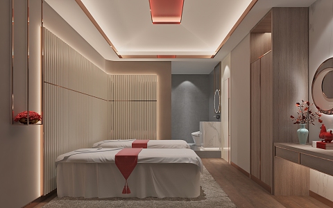 New Chinese Style SPA Beauty Room 3d model