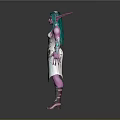 Mythical Game Movie Character With Teal Hair Pointed Ears And Ornate White Dress