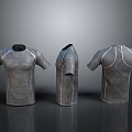 Gray Textured T-shirts Featuring White Stitching With Front Side And Back Views 3d model