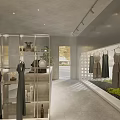 Modern Store Front Desk With Illuminated Counter Minimalist Design Gray Textured Wall And Potted Plant