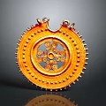 Golden Circular Clothing Accessory With Intricate Symmetrical Patterns And Spiked Edges