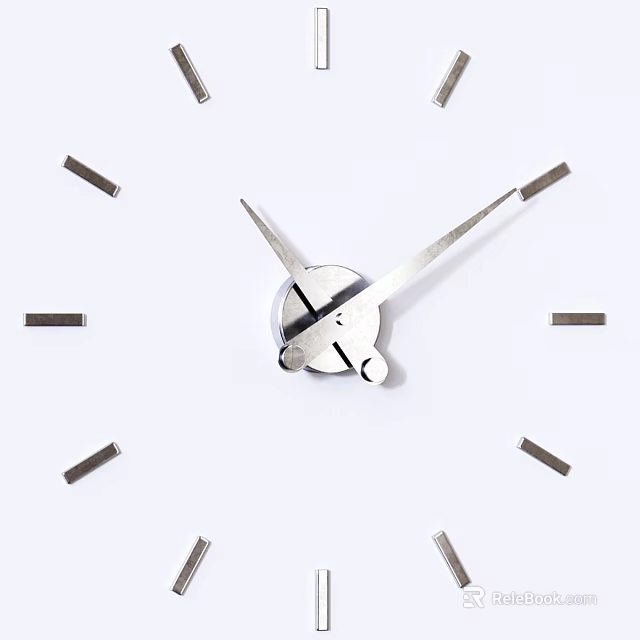 Modern Minimalist Clock Design Featuring Metal Hands Simple Markers And White Background 3d model