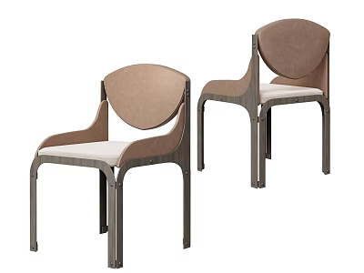 Modern Minimalist Dining Chairs With Wooden Frame Beige Upholstered Seat And Curved Backrest 3d model