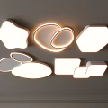 Various Shaped White Glowing Ceiling Lights Including Star Heart Hexagon Oval Square on Gray Ceiling