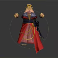 Traditional Red Robe With Blue Gold Decorations Black Belt And Tassels