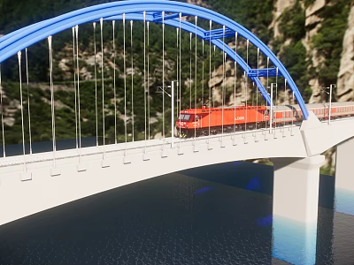 Modern Bridge Train Viaduct 3d model Modern Bridge Train Viaduct 3d model