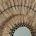 Natural Circular Straw Wall Decor With Central Mirror And Handwoven Texture 3d model