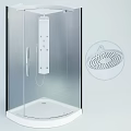 Modern Glass Shower Enclosure Design With Showerhead And Control Panel Buttons