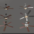 Various Design Ceiling Fans With Wooden Blades And Different Color Bases
