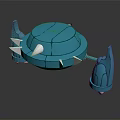 Futuristic Blue Mechanical Creature With Round Body And Spiked Appendages