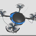 Blue And Black Quadcopter Drone With Protective Guards And Stabilized Rotors 3d model