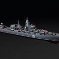 Gray Painted Warship With Number 121 Deck Antennas And Weapon Systems 3d model