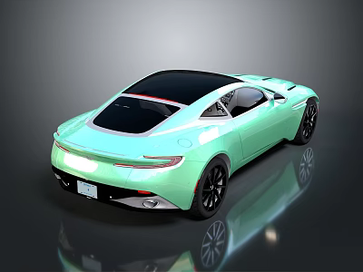 Pastel Green Modern Sports Car With Two Door Black Roof And Black Wheels 3d model